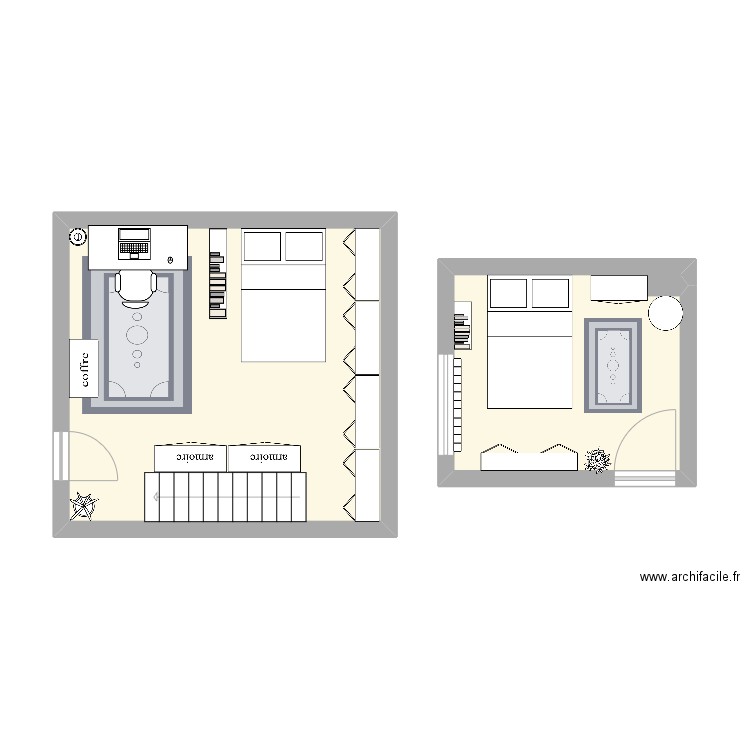 Chambres Gustou bis. Plan de 2 pièces et 36 m2