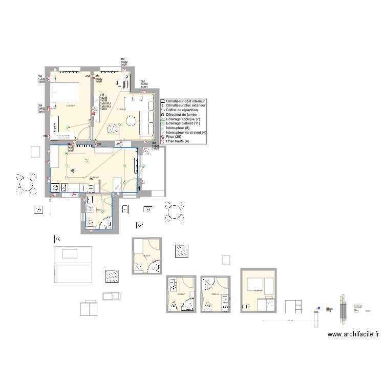 Molerova 76 IV 12 V2. Plan de 7 pièces et 74 m2