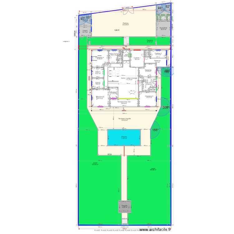 A LG 64 REZ . Plan de 76 pièces et 5344 m2