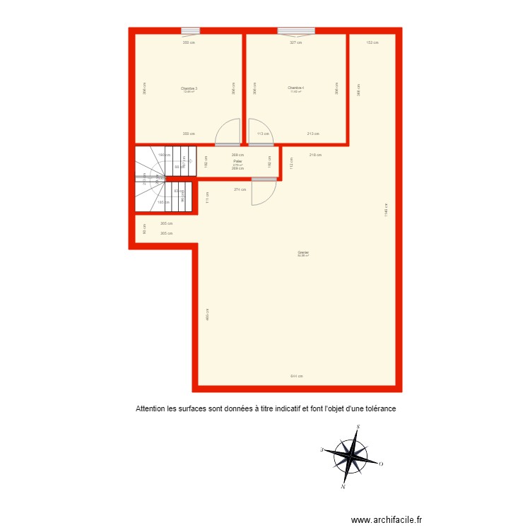 BI 2973 Etage côté. Plan de 0 pièce et 0 m2