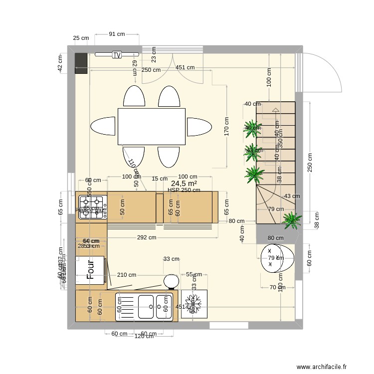 cuisine nanou. Plan de 1 pièce et 25 m2