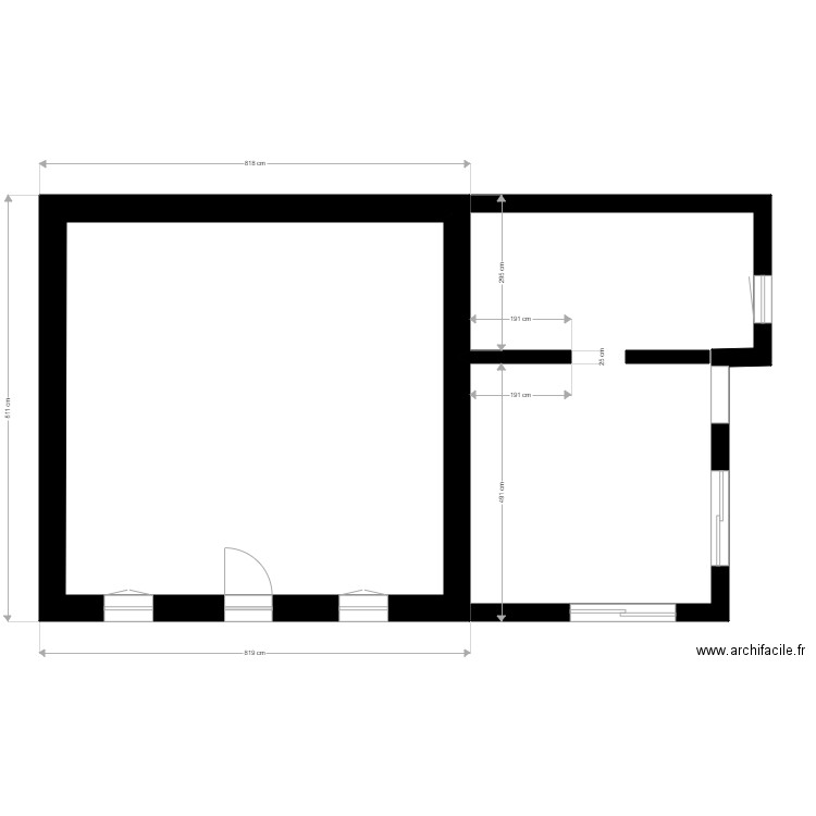 MARSON RDC EXISTANT. Plan de 1 pièce et 51 m2