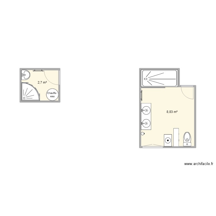 Projet CALLAIS. Plan de 2 pièces et 12 m2