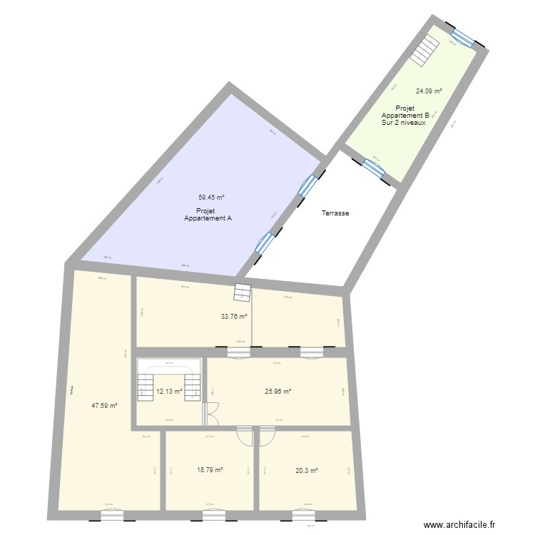 MASQUE DE DEPART 1 ER ETAGE existant 2. Plan de 0 pièce et 0 m2