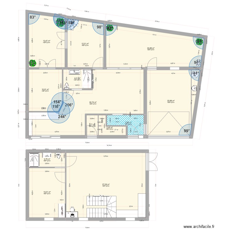 auray RDC et R+1 le 03-06-05-23 . Plan de 13 pièces et 180 m2