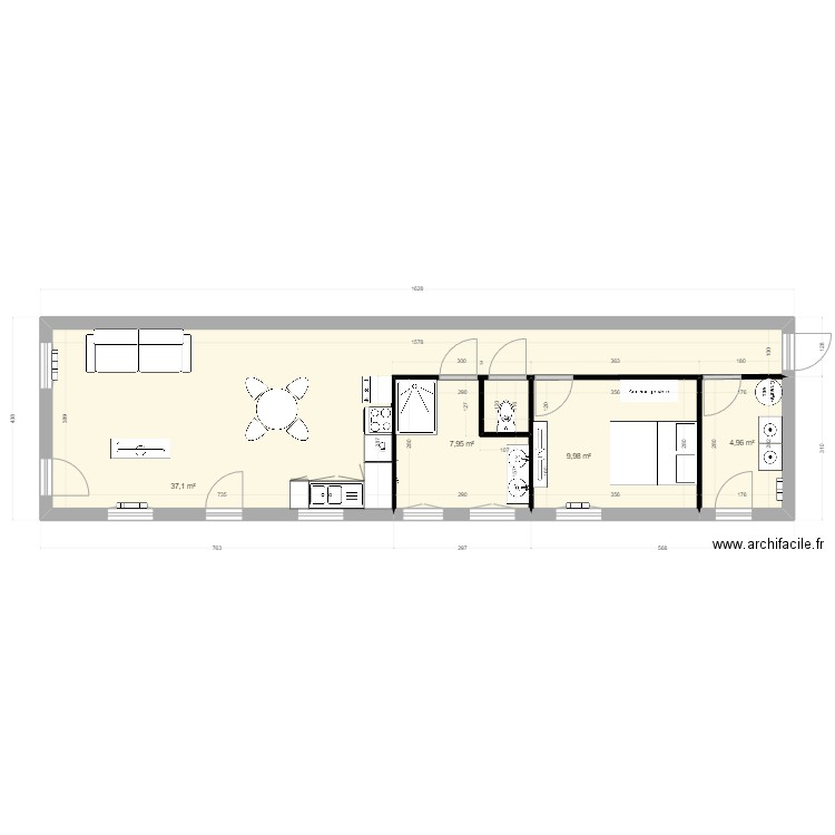 longere. Plan de 0 pièce et 0 m2