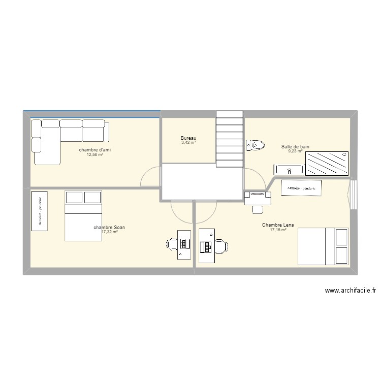 etage gisors. Plan de 5 pièces et 60 m2