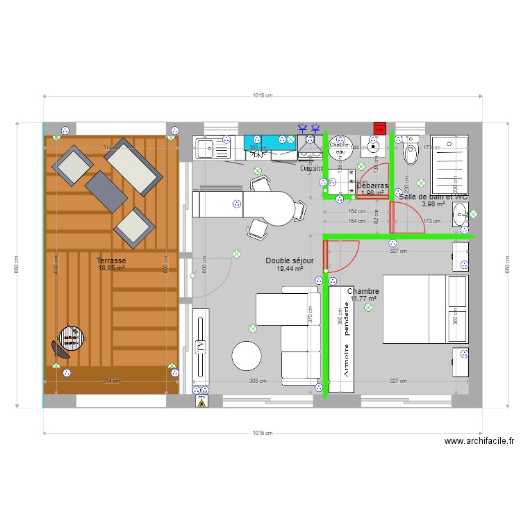 BARN 42 LARGE BV non aménagé. Plan de 5 pièces et 56 m2