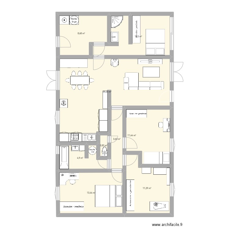 Maison 2. Plan de 9 pièces et 102 m2