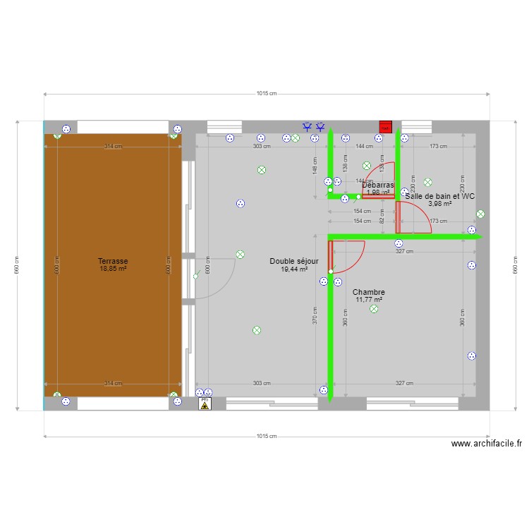 BARN 42 LARGE BV non aménagé. Plan de 5 pièces et 56 m2