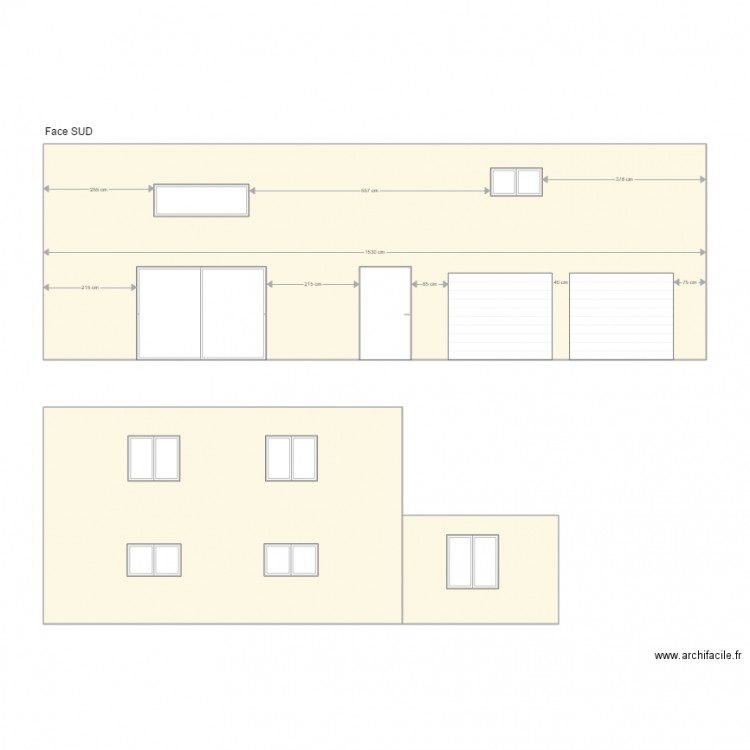 Facades. Plan de 0 pièce et 0 m2