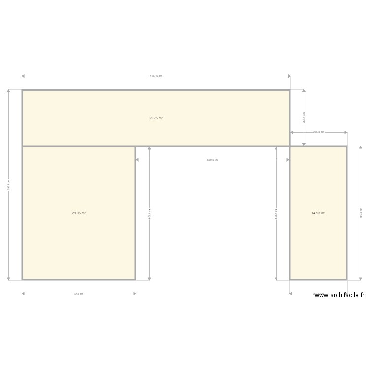 conteneur4. Plan de 3 pièces et 75 m2