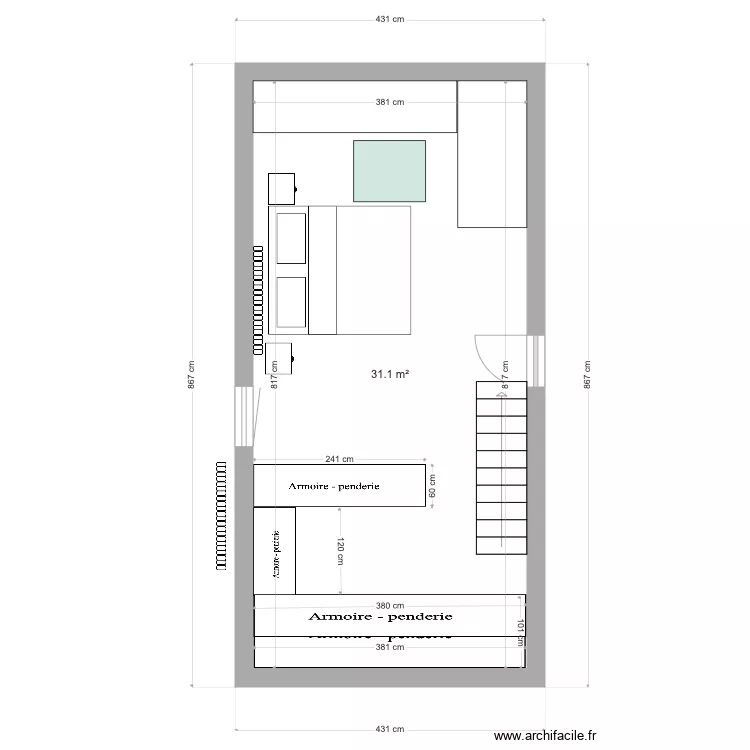 CHAMBRE ETAGE LFA. Plan de 