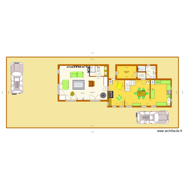 MAISON LONGERE AVEC CH A L'ETAGE. Plan de 