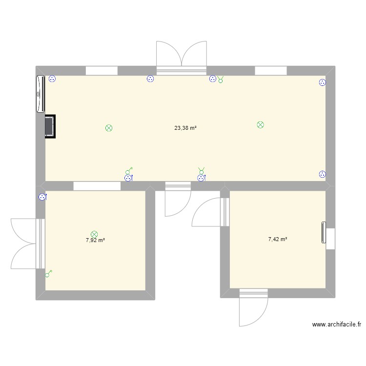 Fillols Bas. Plan de 3 pièces et 39 m2