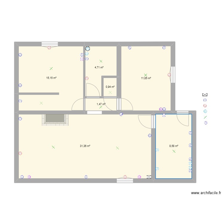 Saint denis de pile. Plan de 7 pièces et 74 m2