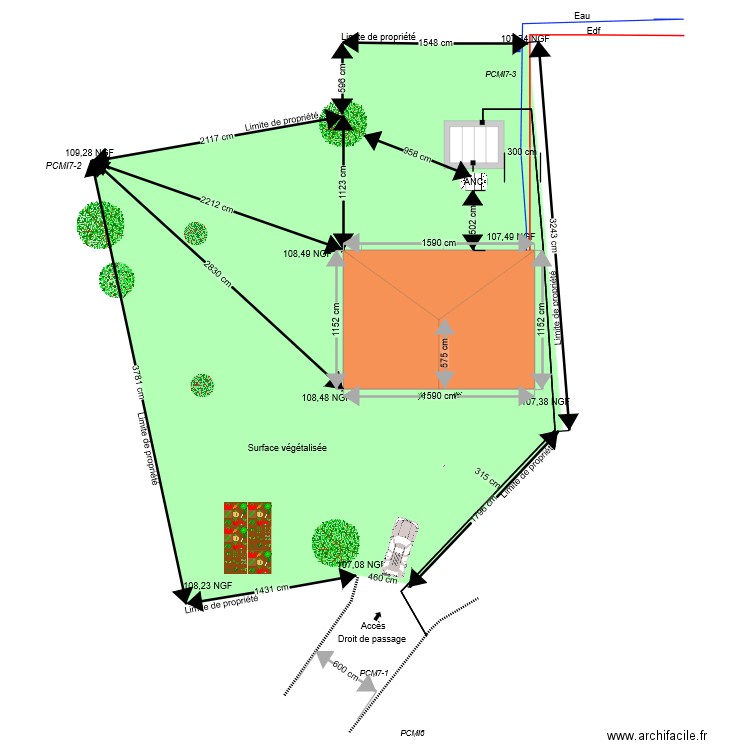 PLAN DE MASSE FOSSE SEPTIQUE. Plan de 1 pièce et 161 m2