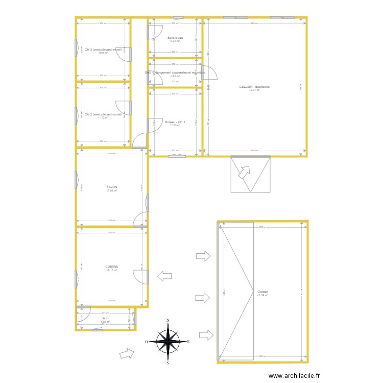Maison Veuvrotte. Plan de 10 pièces et 172 m2