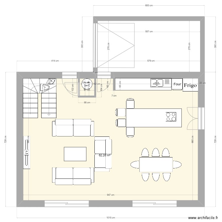 PLAN rdc1. Plan de 1 pièce et 62 m2