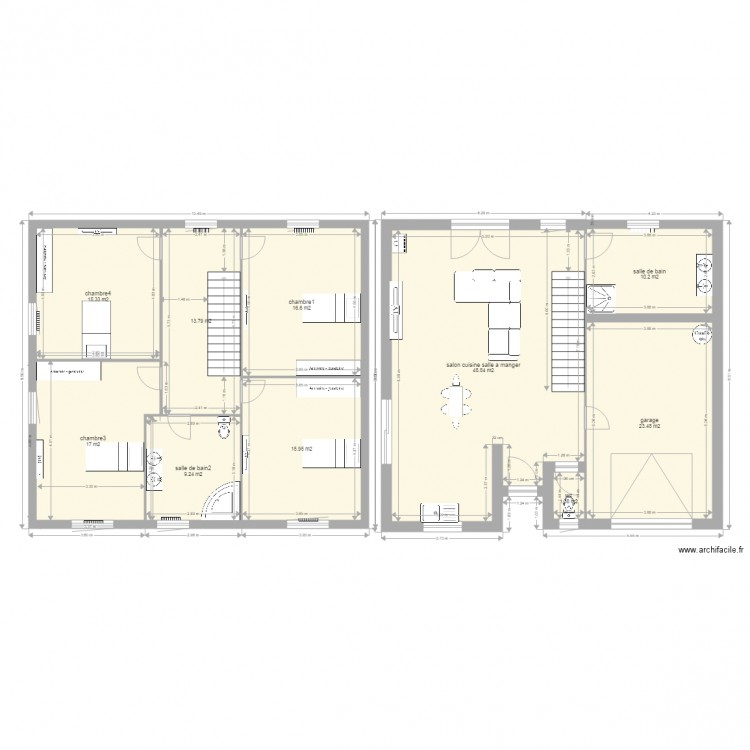 maison mitoyenne cube. Plan de 0 pièce et 0 m2