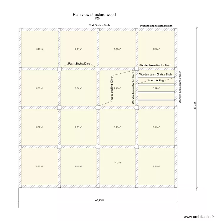 Plan view structure wood. Plan de Plan view structure wood. Plan de