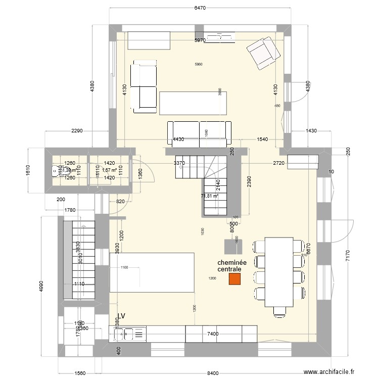 option 1 . Plan de 3 pièces et 75 m2