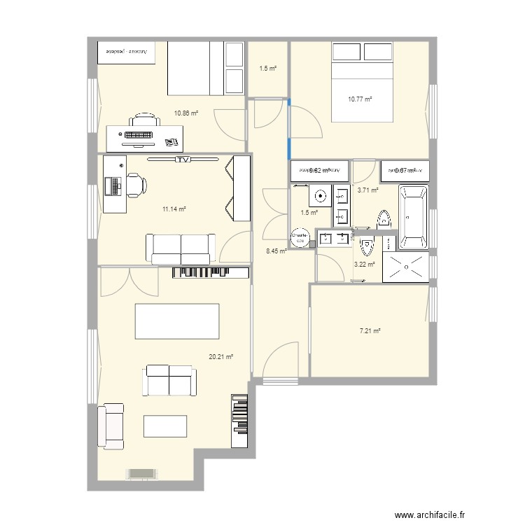 Plan eastman 2 Sdb et buanderie. Plan de 0 pièce et 0 m2