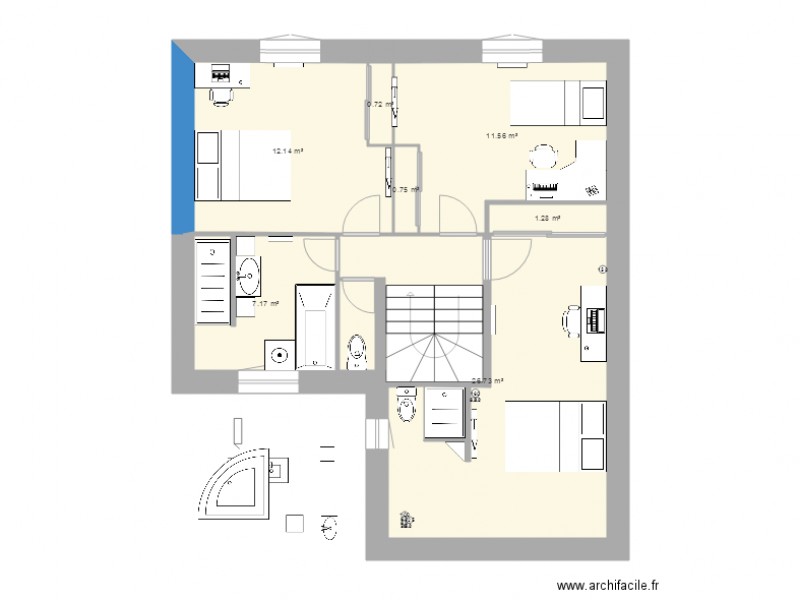 plan de maison facade 7m