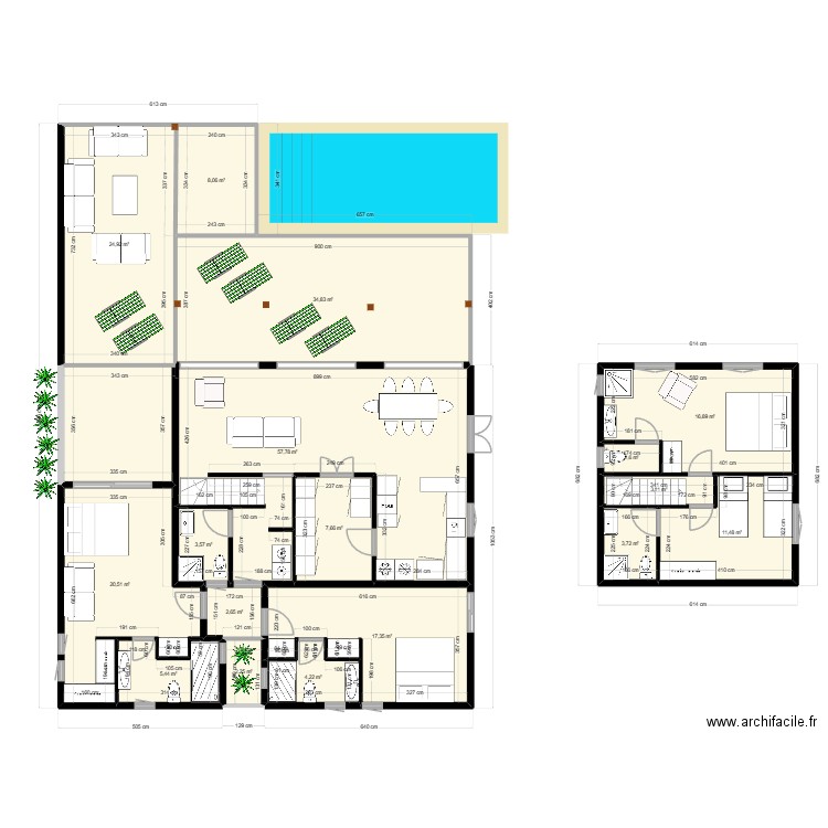 Villa Filao marc 1. Plan de 15 pièces et 227 m2