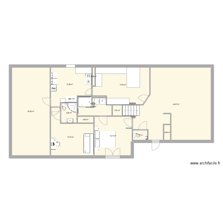 Oullieres Projet 2. Plan de 16 pièces et 143 m2