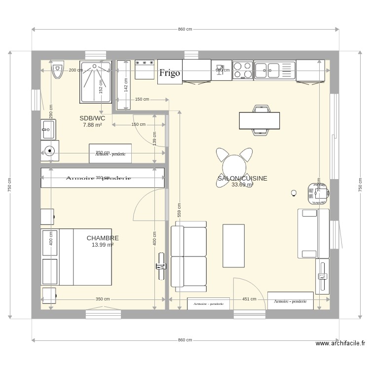 maison 60 M2. Plan de 0 pièce et 0 m2