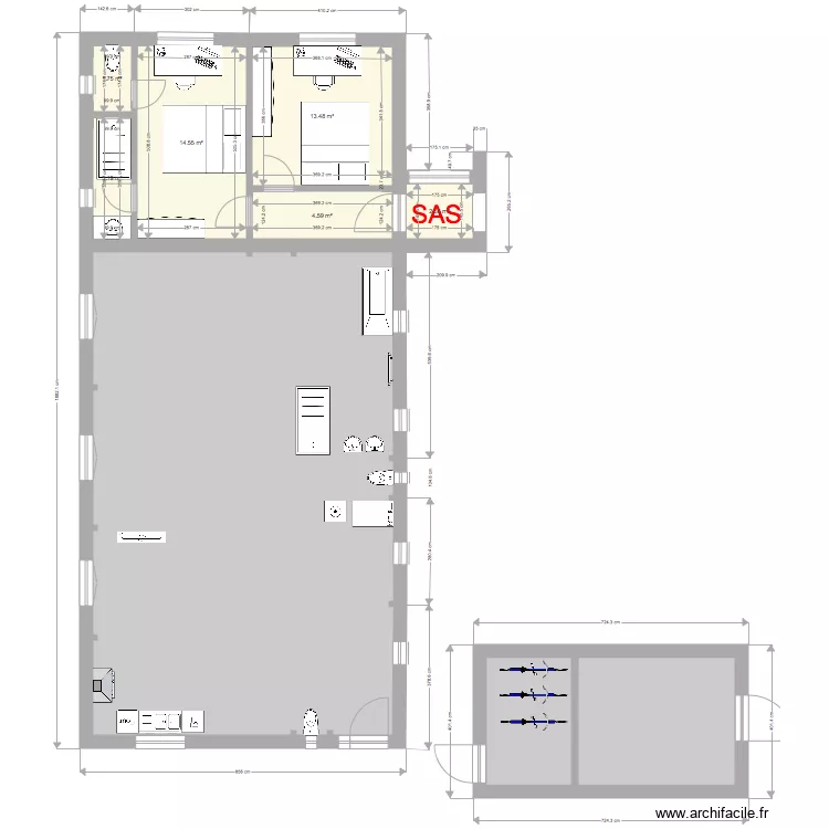 SAS annexe et hangar et abri. Plan de SAS annexe et hangar et abri. Plan de