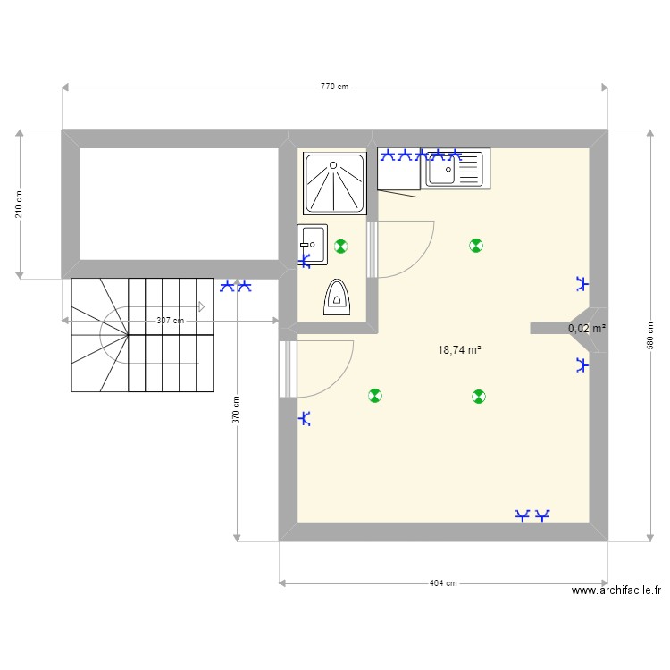 Markelbach sous sol. Plan de 4 pièces et 26 m2