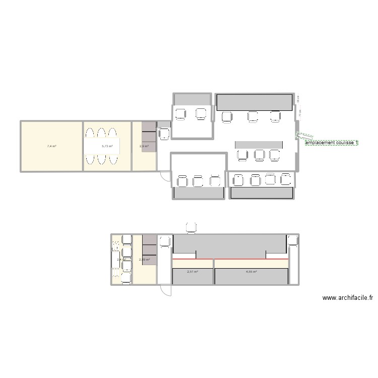 CAR REGIE ETAGE. Plan de 7 pièces et 28 m2