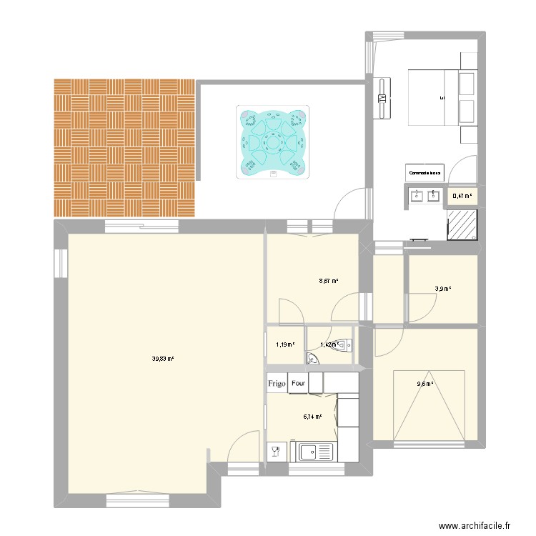 MAISON  EXTENSION GARAGE. Plan de 8 pièces et 72 m2