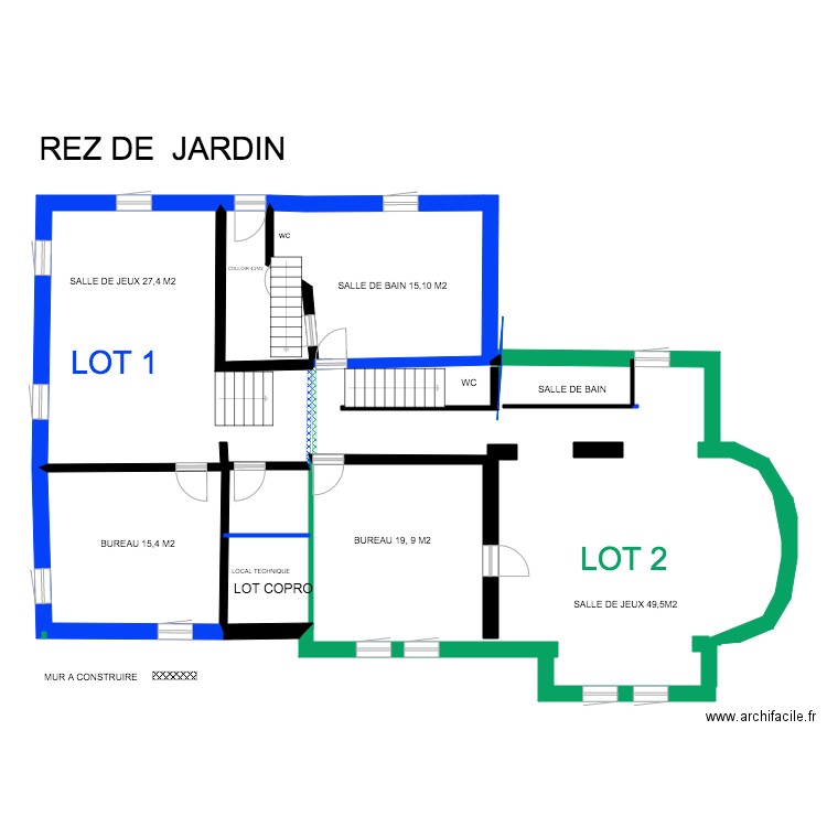 REJ HMM KEES. Plan de 2 pièces et 42 m2