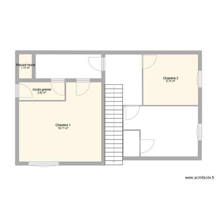 Plan étage version Delf. Plan de 4 pièces et 34 m2