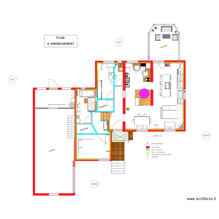 Plan d'aménagement_Peupliers. Plan de 2 pièces et 16 m2