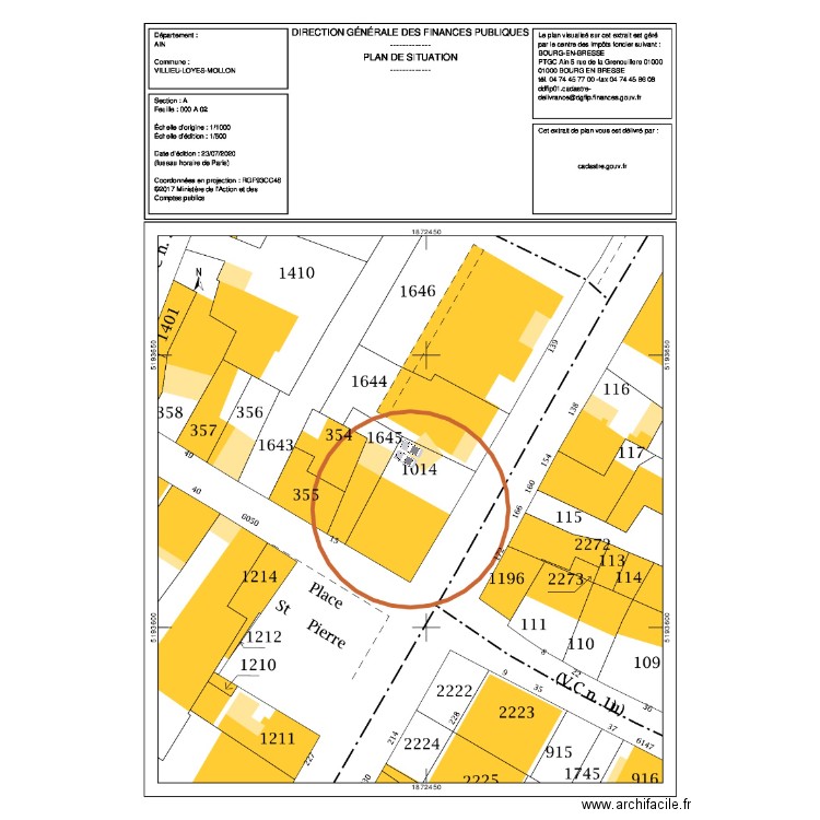 Place parking Villieu. Plan de 0 pièce et 0 m2