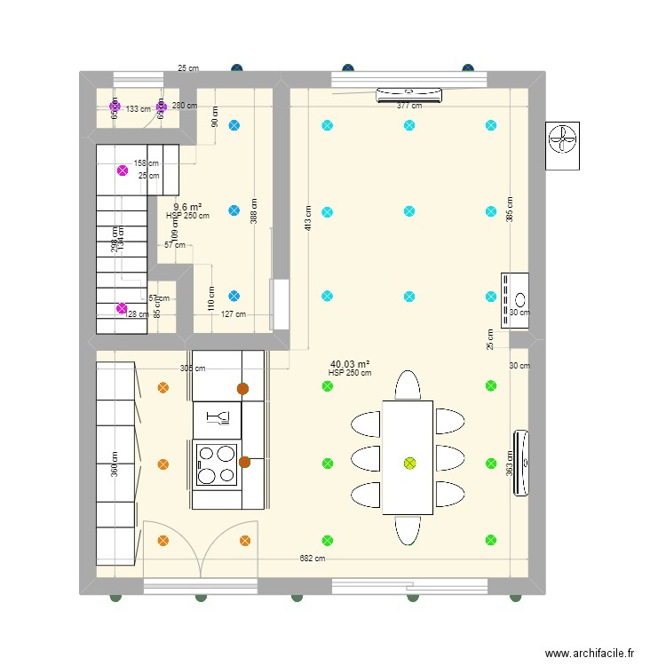 Maison. Plan de 2 pièces et 50 m2