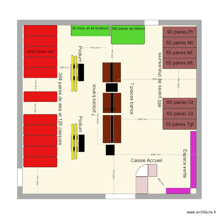 SPORTECH . Plan de 1 pièce et 73 m2