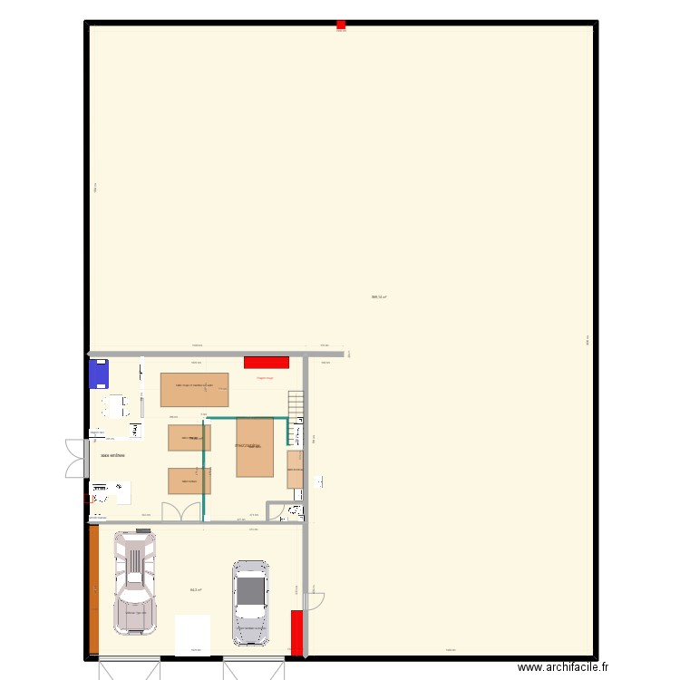 Plan Atelier. Plan de 3 pièces et 713 m2