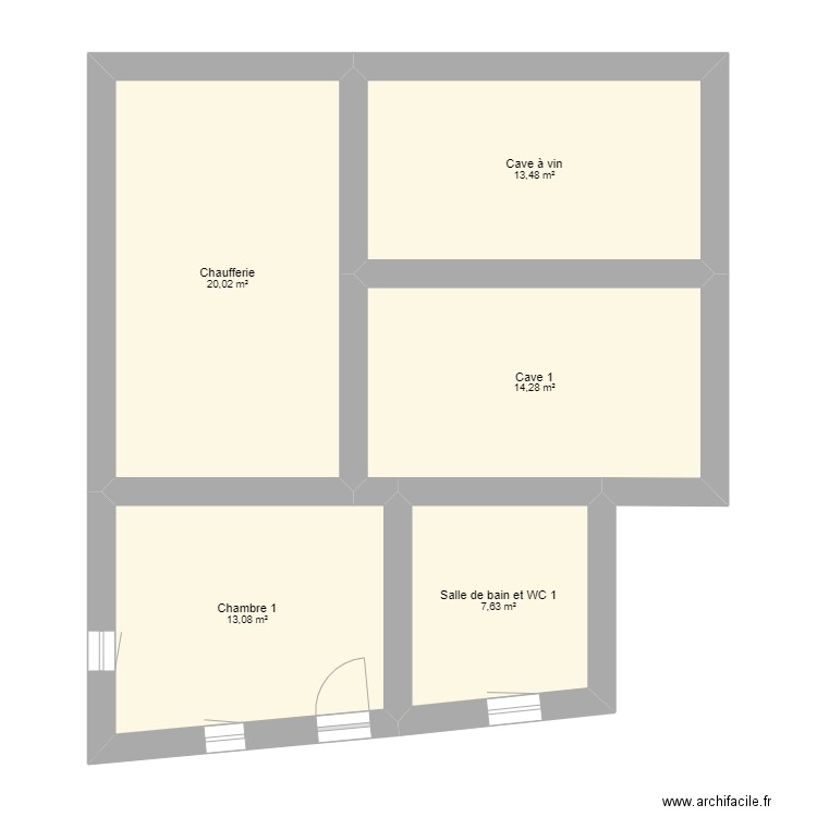 Maison Les Combes. Plan de 5 pièces et 68 m2