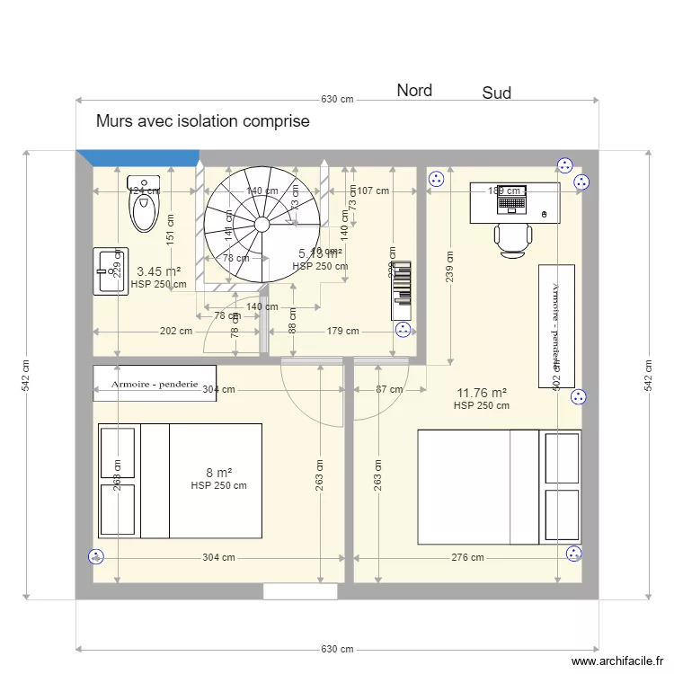 Etage Bodiguel middle Option 1. Plan de 