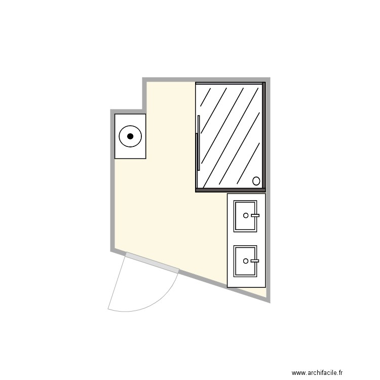 SDB PM Peinture. Plan de 1 pièce et 4 m2