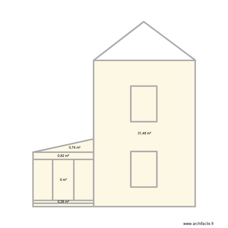 Plan Après. Plan de 6 pièces et 39 m2