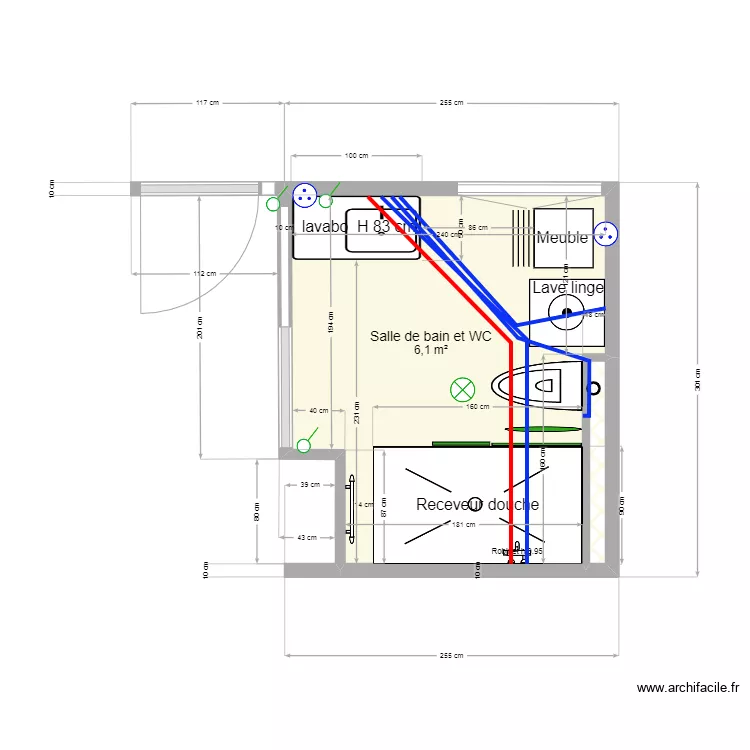 salle de bain. Plan de 