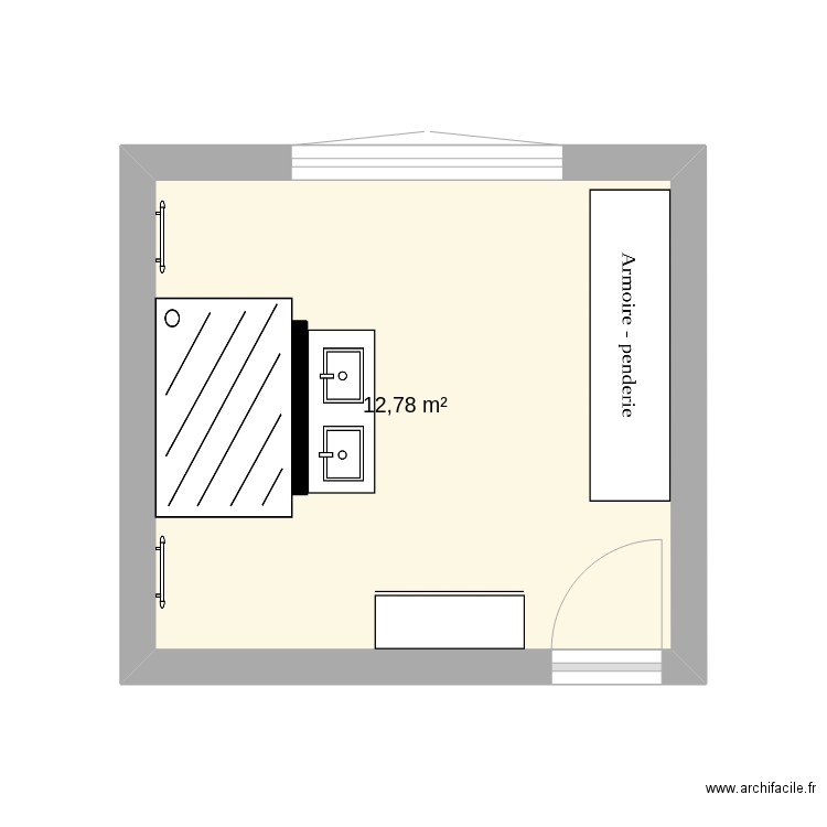 salle de bain maison n2. Plan de 1 pièce et 13 m2