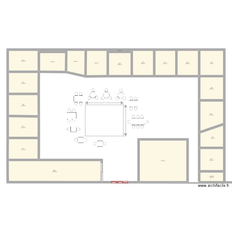 plan1. Plan de 21 pièces et 224 m2