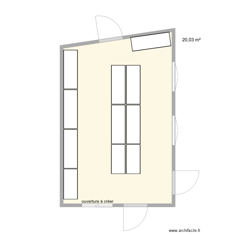 réserve. Plan de 1 pièce et 20 m2